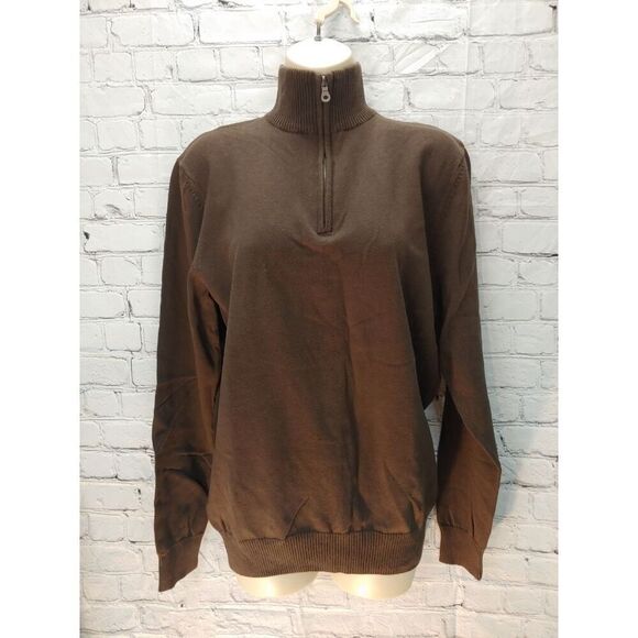 Old Navy Mens Size Small Brown Knit 1/4 Zip Sweater - Picture 5 of 8